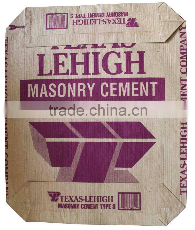 25KG 50KG Kraft Paper Yarn Pasted Valve Cement Sack, Cement Sack With Valve