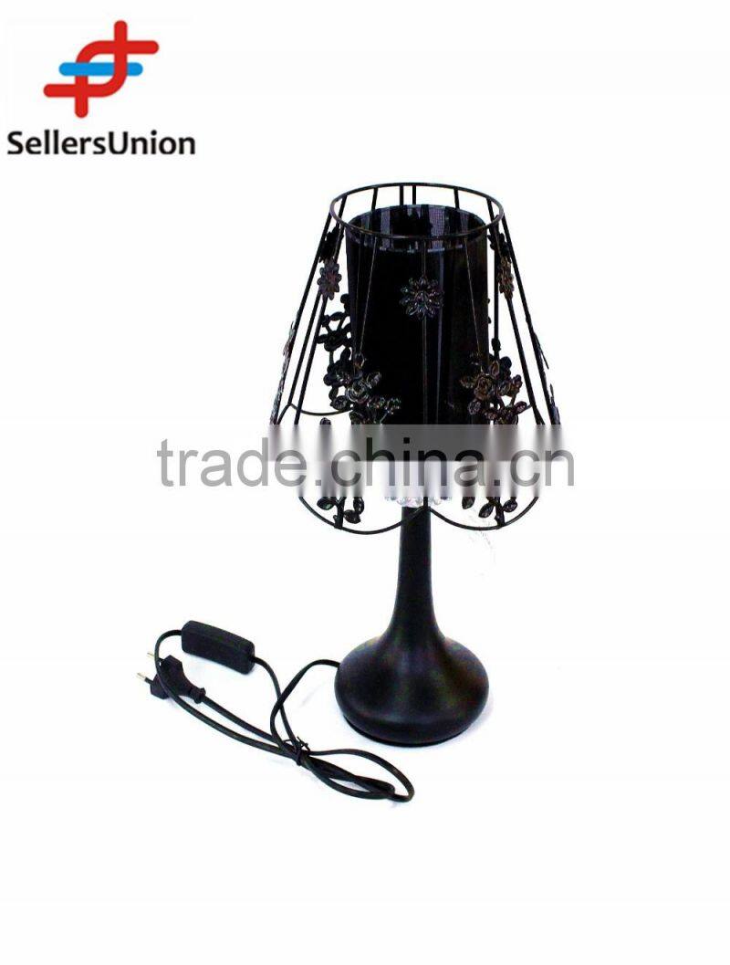 No.1 yiwu exporting commission agent wanted good quality exquisite home decoration black color delicate bedside table lamp
