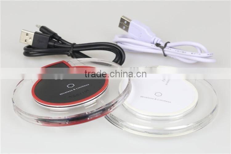 OEM ORDER WELCOME QI WIRELESS CHARGER PAD STAND QI WIRELESS CHARGER PAD WITH LCD LIGHT FOR GALAXY S7 EDGE TRANSMITTER