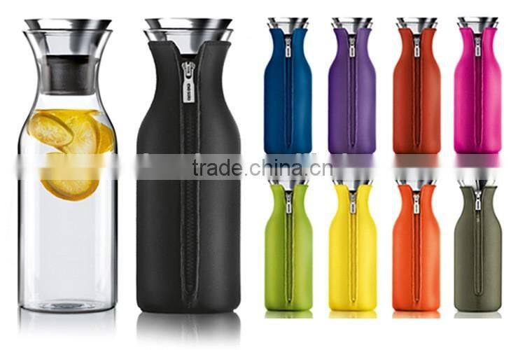 Glass Drip-free Carafe with Stainless Steel Silicone Flip-top Lid, Hot and Cold Water Pitcher, Tea/Coffee Maker