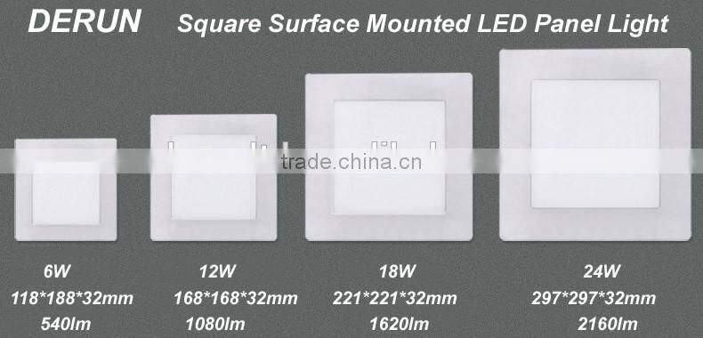 86V 265V Suare Surface Mounted LED Panel Light 6W 12W 18W 24W 2700K 4200K 6500K
