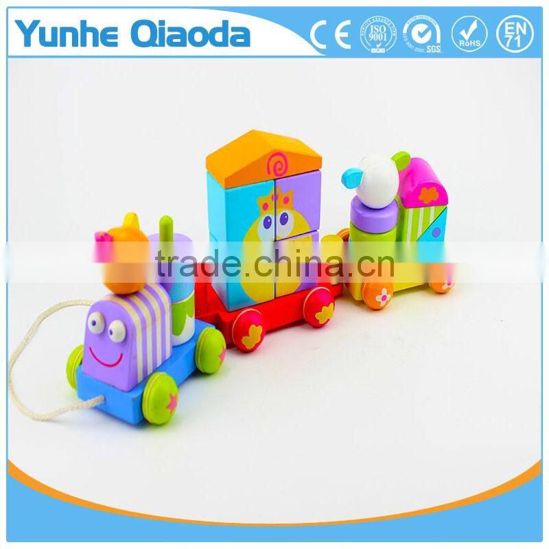 colorful Wood stocking Train Toys animal shape Blocks Education Gift