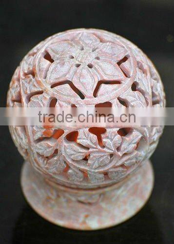 elephant carved soap stone candle holder-lantern