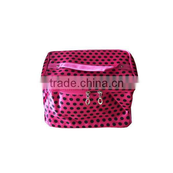 Satin material cosmetic bag with mirror