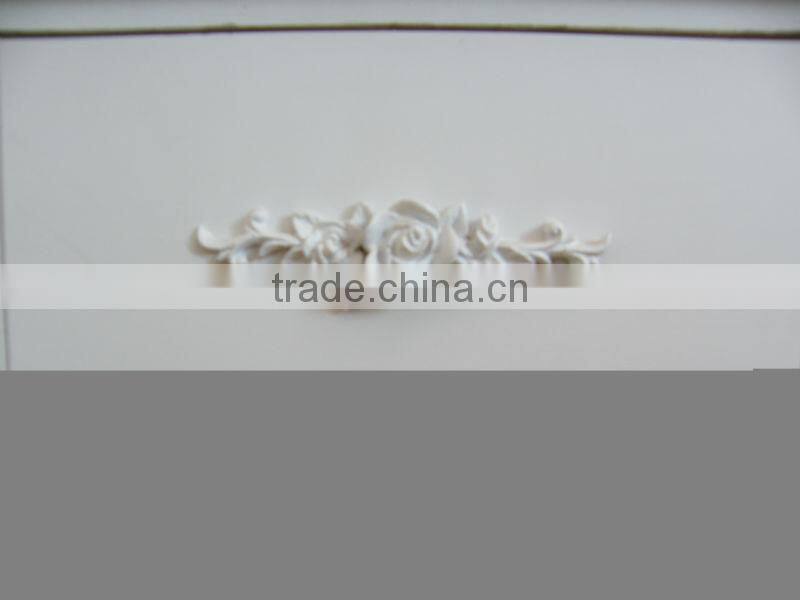 country style modern design tall white wooden cabinet with carve 1wave drawer,3drawer wooden drawer