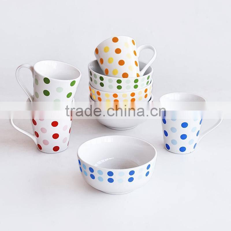 V-shape white porcelain bowl