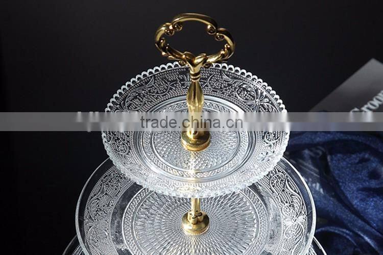 crystal glass charge plate with metal stand rack set for wedding party