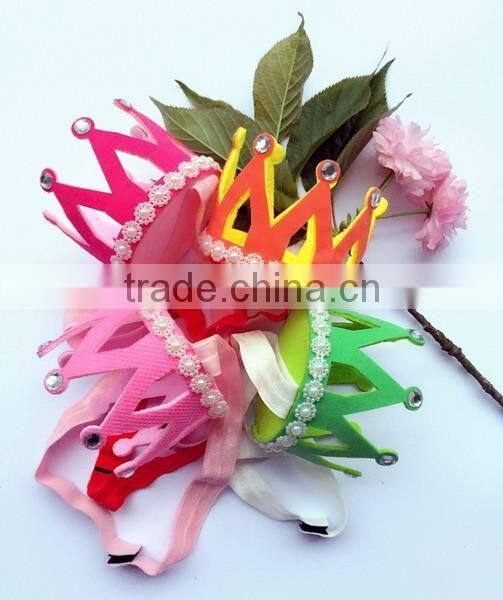 Latest design custom assorted Princess Cinderella inspired fabric hair band wool hair baby girl elastic headband with rhinestone