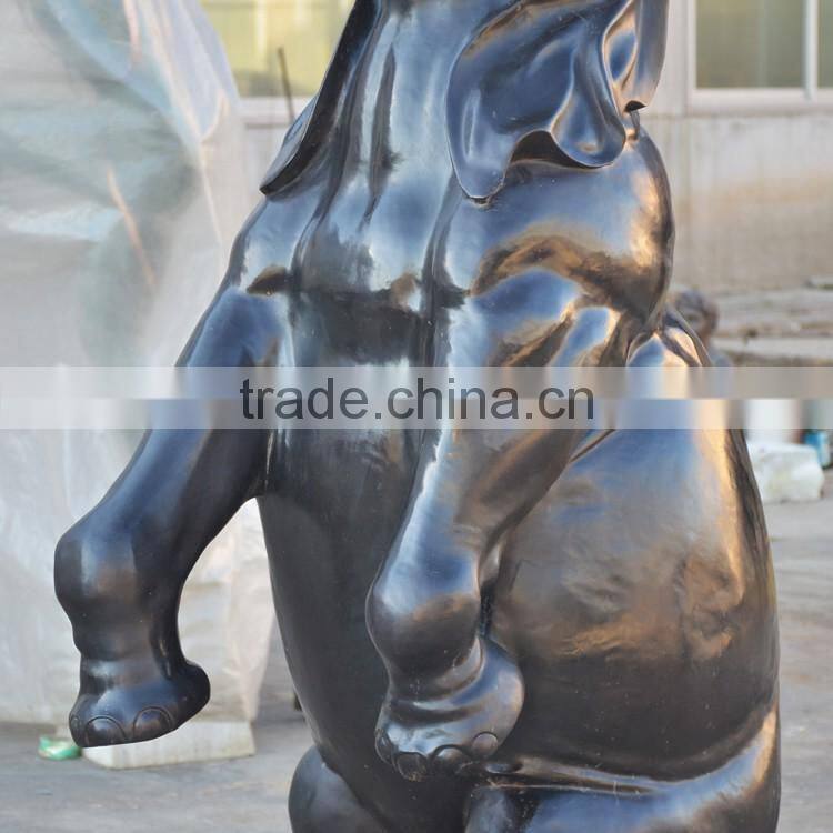High quality metal craft bronze standing elephant fountain statue