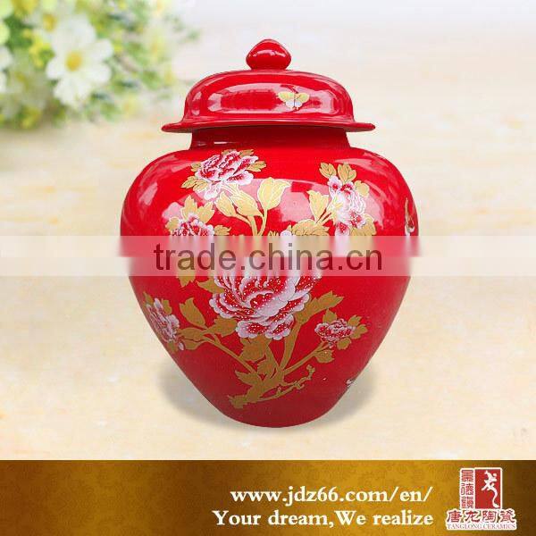 Home decor modern design ceramic round apple shape jar