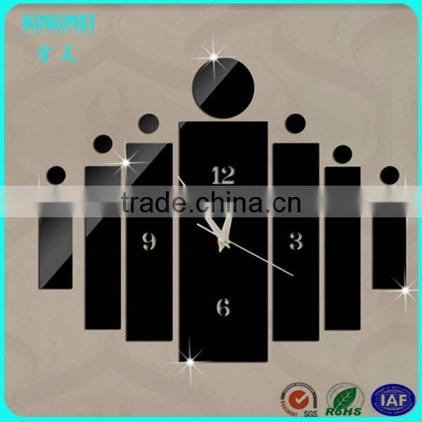 Lovely design wall clock acrylic diy green leaves shape wall clock