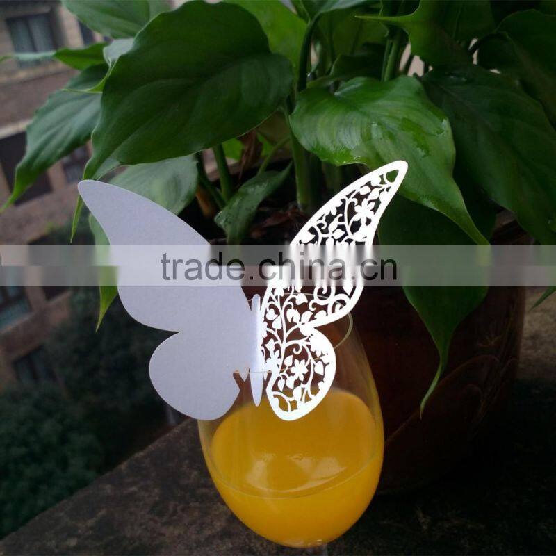 party favors supplier wine glass card laser cut wedding invitation card