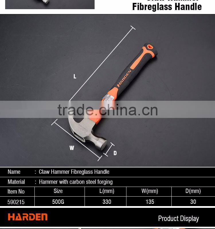 Professional Carbon Steel Hand Tool Fiberglass Handle Claw Hammer