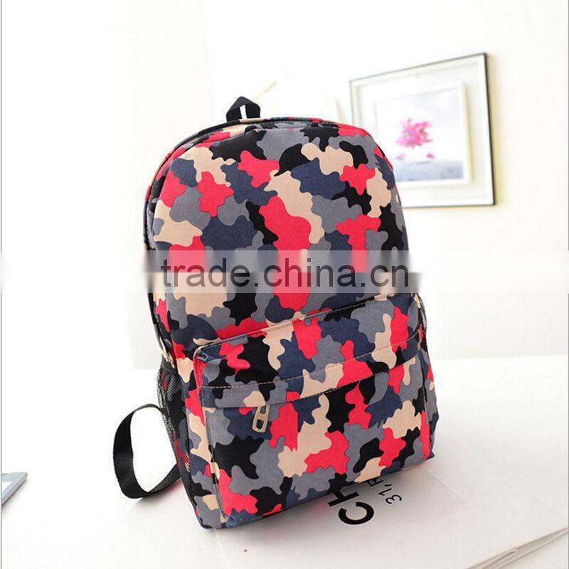 New Designed Fashion Canvas Leisure Shoulder Bag Unisex Travel Backpack Attractive Camo Schoolbag