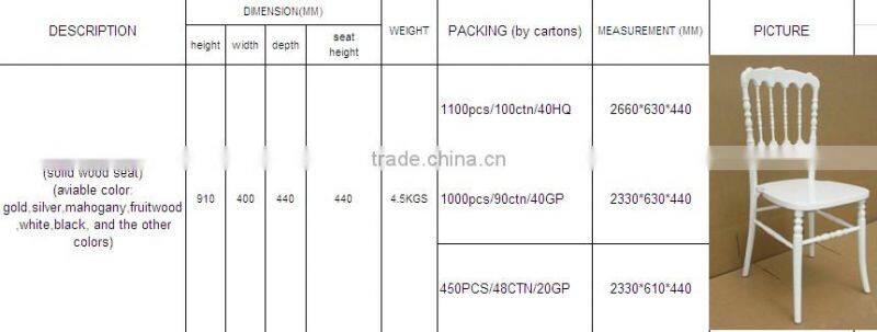 white wooden napoleon banquet chair with cushion pad