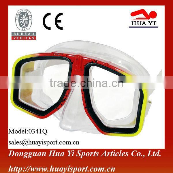 Promotion water sport popular china wholesale customed professional full face clear tempered glass diving mask and snorkel set