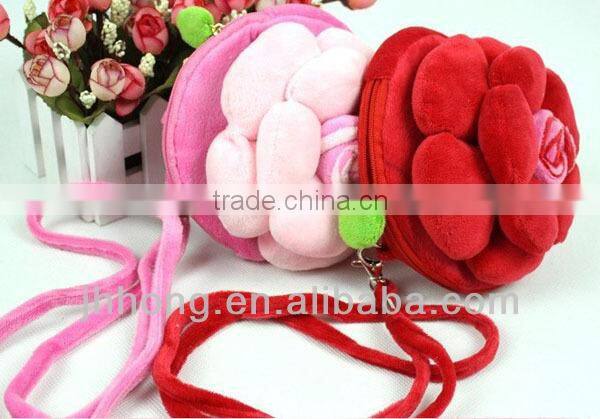 Plush Roses Change Purse/Wallet,with three-dimensional ca