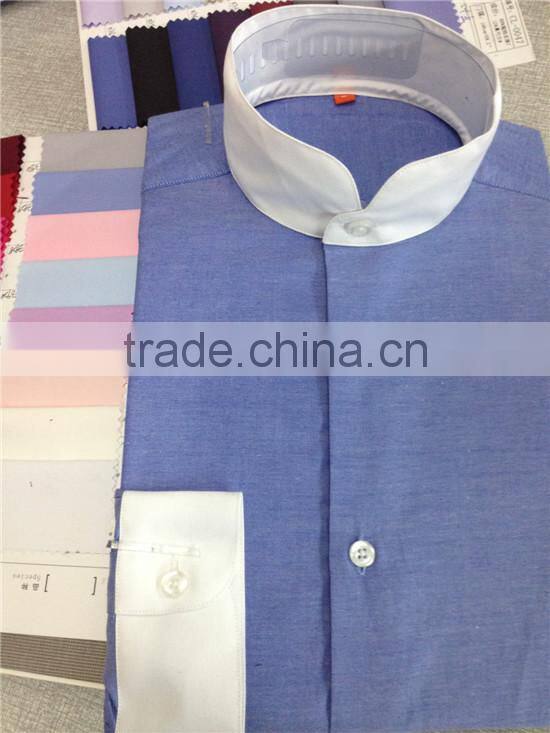 Mens banded collar contrast collar cuff shirts