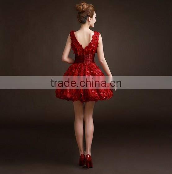 sexy short flower lace red fashion women dress