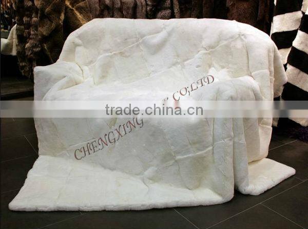 CX-D-43 Home Textile Good Quality White Carpet Rex Rabbit Fur Fur Throw Blanket