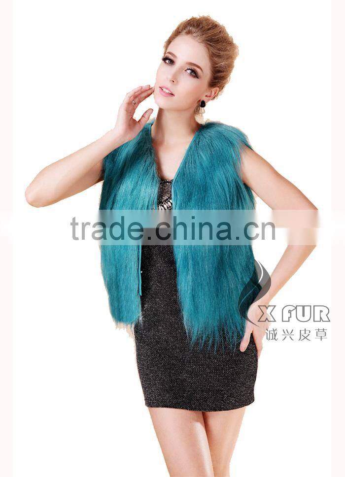 CX-G-B-199A New Arrival Beautiful Color Real Goat Fur Vest 2017