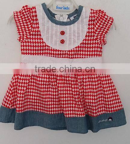 2016 sunny girls casual red white blue printed dress for summer