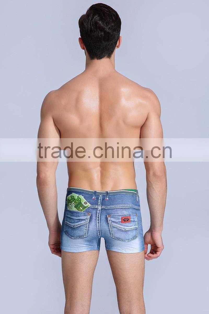 MGOO High Fashion Underwear Men Cotton Comfortable Jeans Print Shorts Custom Printing Stock