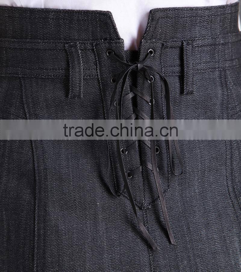 Latest stretch raw black denim high waisted flared skirt a line short skirts for women