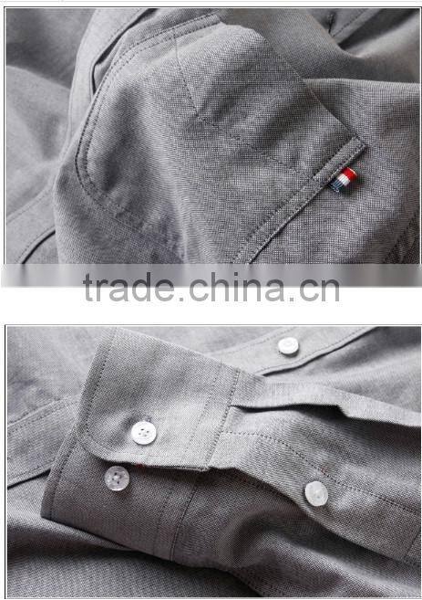 Wholesale Classy Casual Gray Oxford Linen Shirts for Men , S-3XL