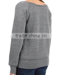 Juniors Tri-blend Wideneck Sweatshirt Lightweight Plain Crewneck Sweatshirt Women Raglan Long Sleeve Sweatshirt Hoodie OEM