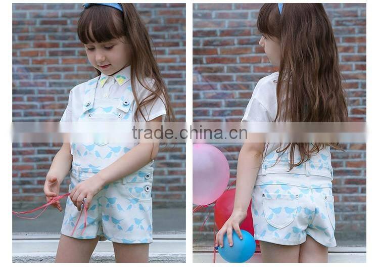 2016 Summer Fashion Girls Overalls with Shirt Clothing Set Casual Baby Kids Outfit