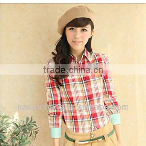 womens plain lined plaid flannel shirt