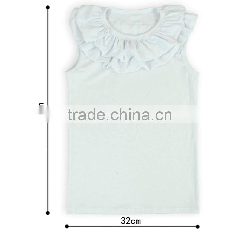 Customized Design Plain White Color Cap Sleeve Girls Summer Top LBF2015122502