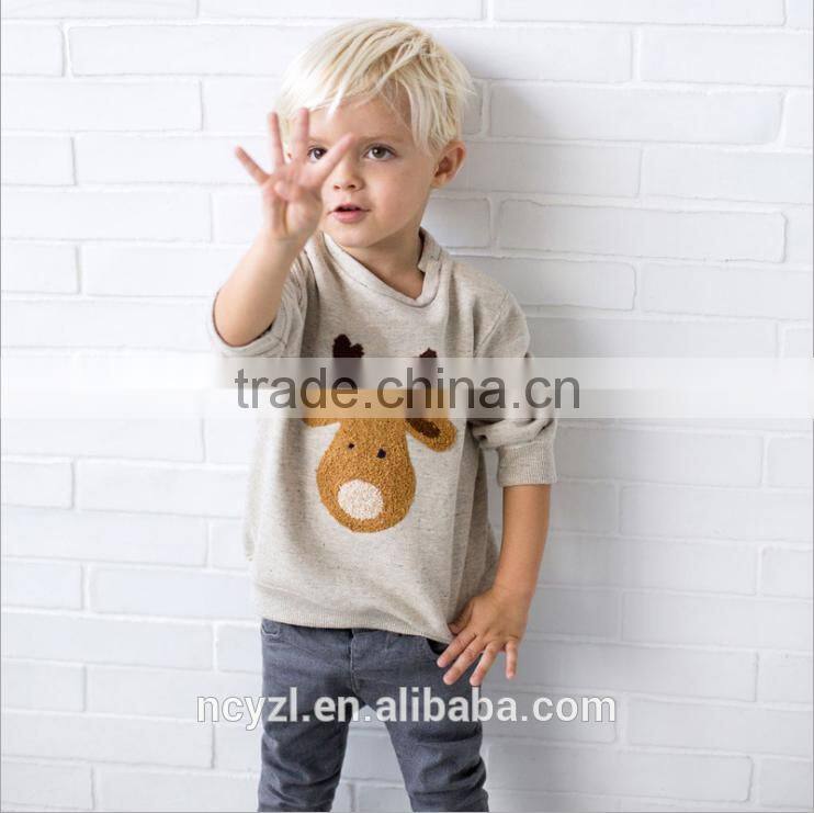custom wholesale kids autumn boys clothes and long sleeve cotton children hoodies without hood