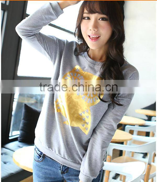 Spring new design european style vogue owl printed crewneck sweatshirt,women wear sweatshirt