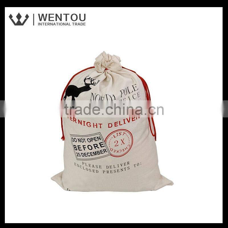 Wholesale Large Canvas Christmas Gift Bag With Drawstring