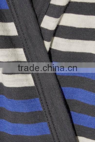 Comfortable Slip On 100% Cotton Womens Loungewear with Attached Belt in Colorful Stripes