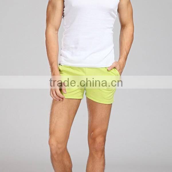 mens 100 cotton casual running beachwear tight super short knitted pants with draw string