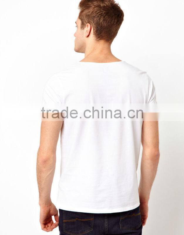 button through placket white tee shirts for man