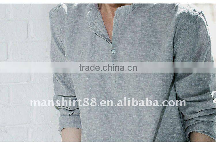 latest man's V-neck linen casual shirt