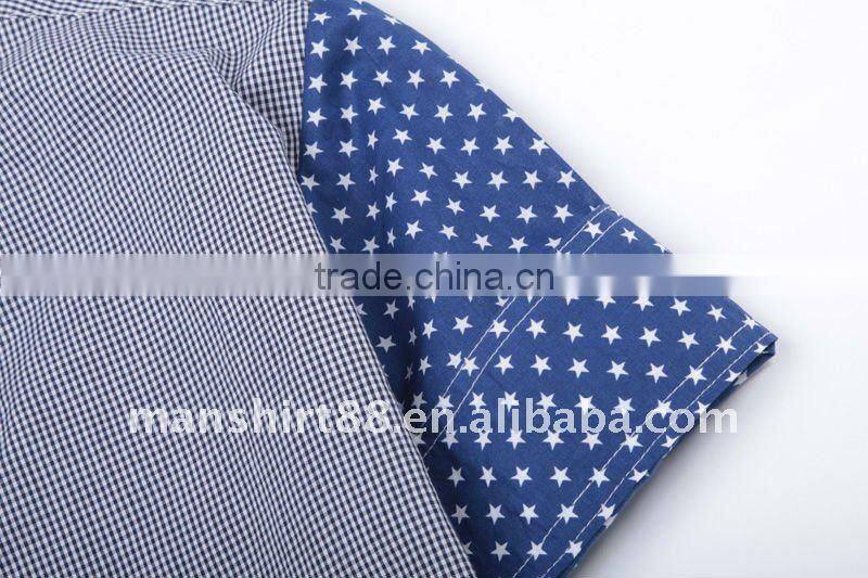 contrast color short sleeve men shirts