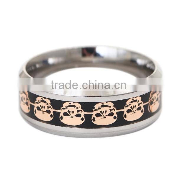 Stainless Steel Unadjustable Rings Silver Tone Golden Skull
