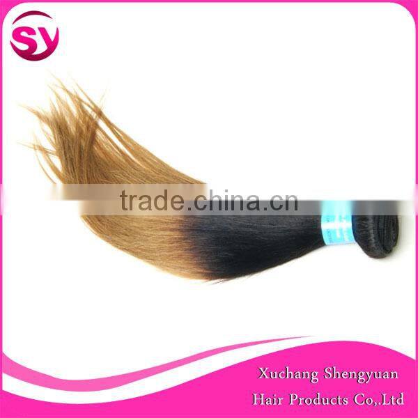 Hot New Products For 2015 Peruvian Virgin Hair, Quality 8"-30" Ombre Hair T1B/27 Straight Peruvian Human Hair Weaves