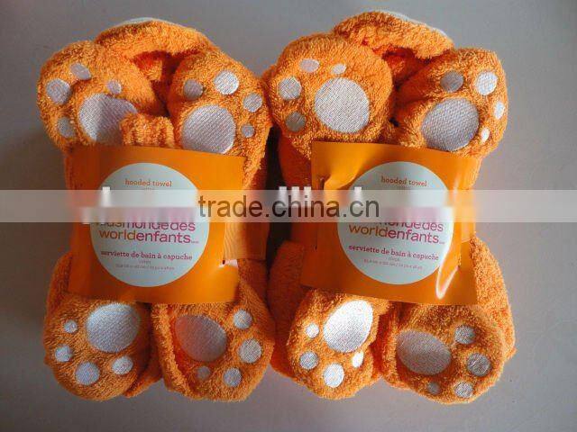 100%cotton children velour printed hooded towel