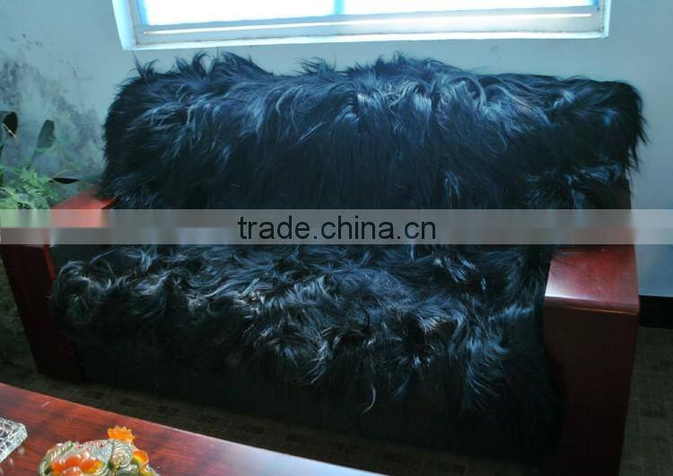 YR605 Genuine home textile real goat fur blanket customized sizes