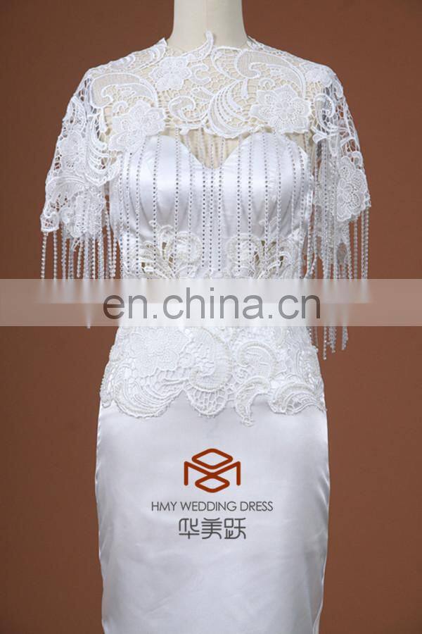 Bridal Dress HMY-D161 2015 Newest Elegant Sweetheart Mermaid Satin Wedding Dress with Lace Shawl Bridal Gown