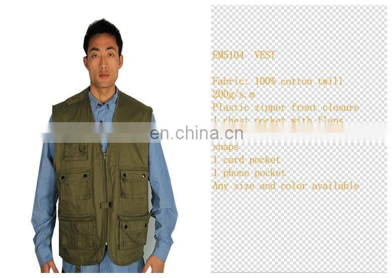 cheap mens green multi pocket fishing vest