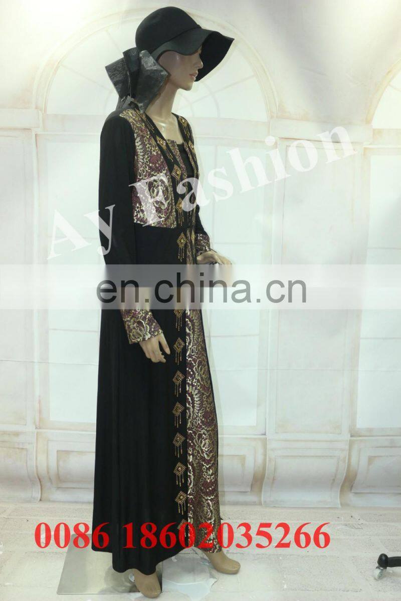 New style fashionable front open abaya women Kimono with lace trim fashion design lace abaya