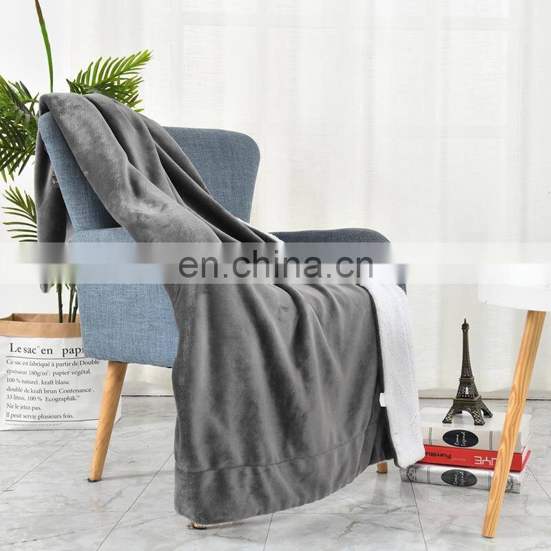 High Quality Double Layers Sherpa Backing Coral Fleece Throw Blanket for Winter