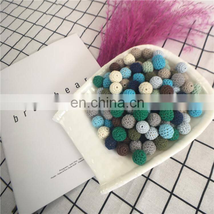 Organic Cotton Handmade 16 mm Teething Crochet Wooden Beads
